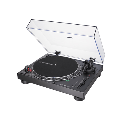 Audio-Technica Turntables Audio Technica AT-LP120X USB Turntable - Black, angled view