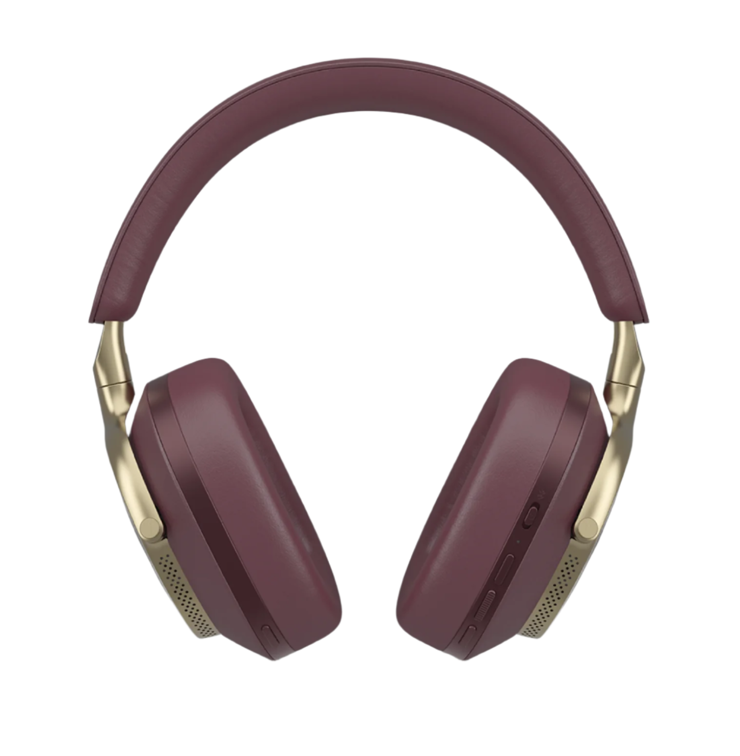 B&W Px8 Noise Cancelling Headphones in Royal Burgundy. Image of controls