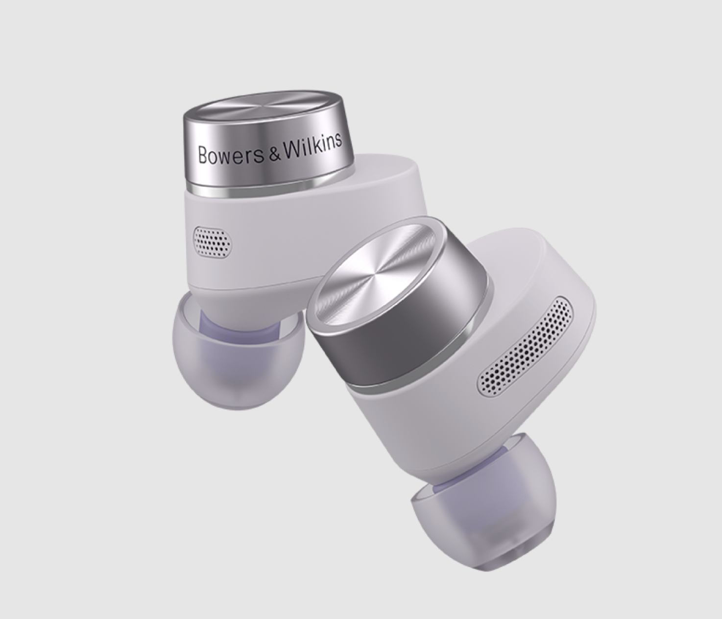 B&W Pi5 S2 Wireless Earbuds in Spring Lilac.