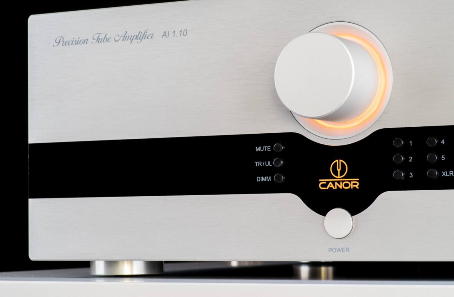 Canor AI 1.10 Integrated Tube Amplifier in Silver, up close