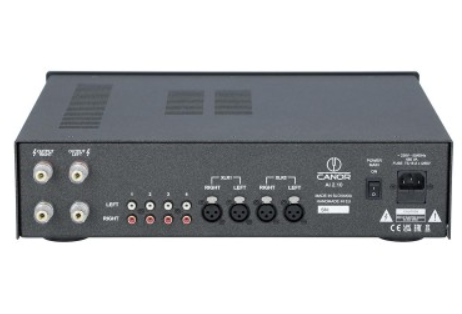 Canor AI 2.10 Hybrid Integrated Amplifier, in black, rear of unit