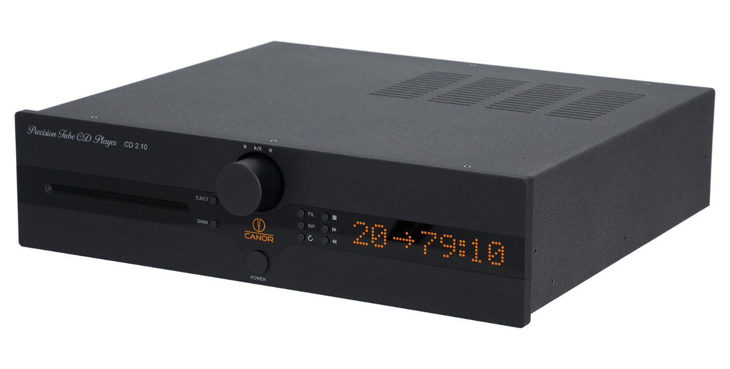 Canor CD 2.10 Tube CD Player and DAC in black, angled