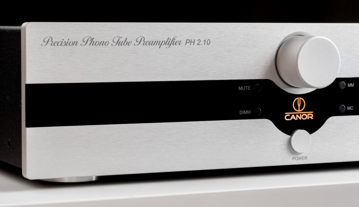 Canor PH 2.10 Tube Phono Preamplifier, silver closeup