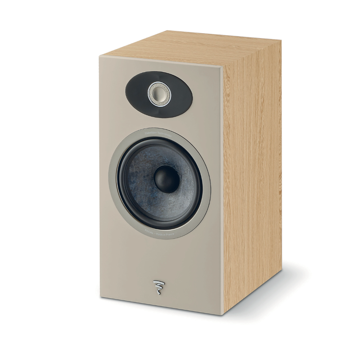 Focal Theva N°1 2-way Bookshelf Speakers in lightwood.  Individual speaker without grille