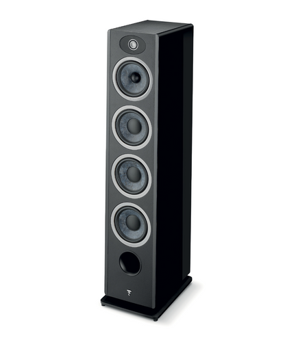 Focal Vestia No.3 3-Way Floorstanding Speakers in Black, angled without grille