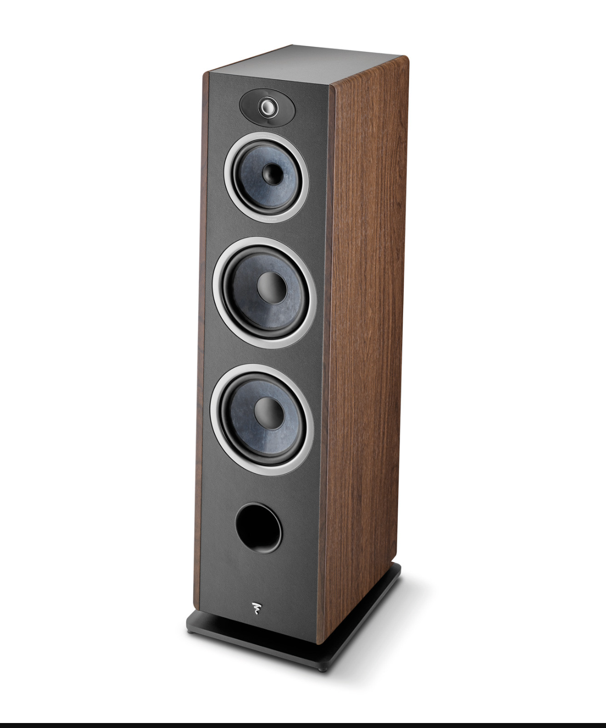 Focal Vestia No.4 3-Way Floorstanding Speakers in Dark Wood, on an angle