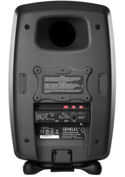 Genelec 8050B Studio Monitors in dark gray.  Back Image