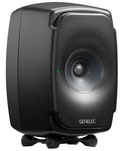 Genelec 8331A SAM Active Studio Monitors in Black. Angled image