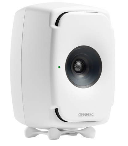 Genelec 8331A SAM Active Studio Monitors in White. Angled image