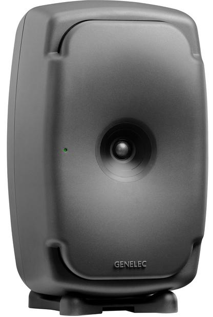 Genelec 8361A SAM Studio Monitors in dark gray.  Angled image