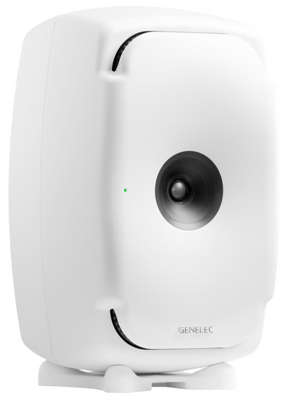 Genelec 8361A SAM Active Studio Monitors in white. Angled image