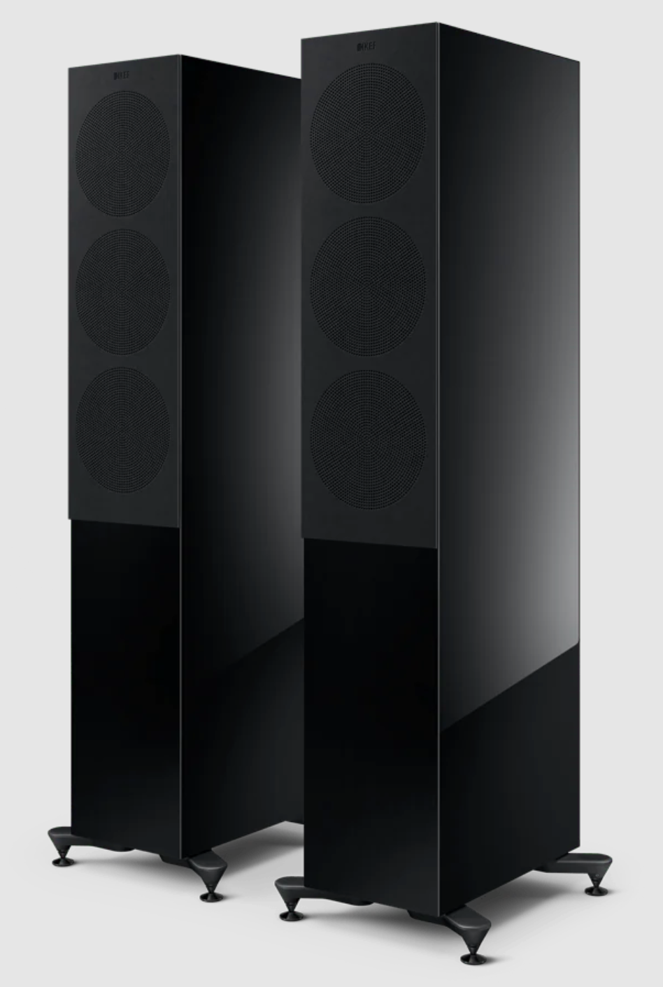 KEF R7 Meta Floorstanding Speakers in Gloss Black with Grille