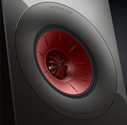 KEF R7 Meta Floorstanding Speakers in Titanium Gloss, special edition. Tweeter, up close