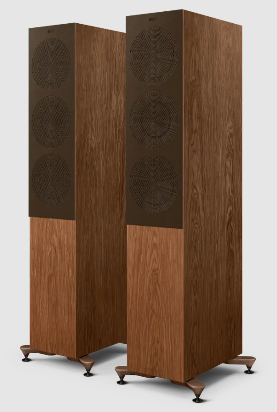 KEF R7 Meta Floorstanding Speakers in Walnut with Grille