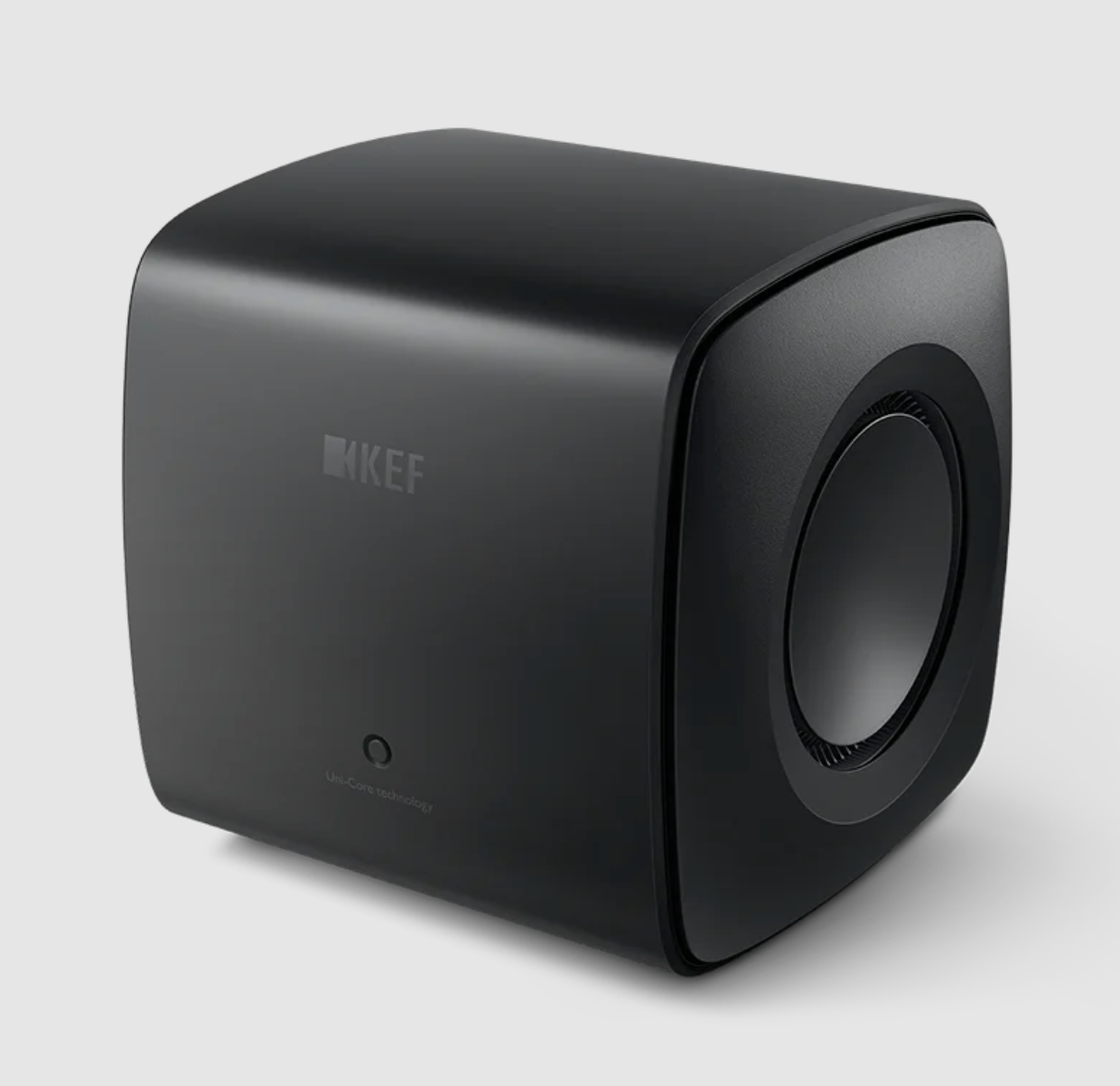 KEF KC62 Dual 6" Subwoofer in Carbon Black, angled image