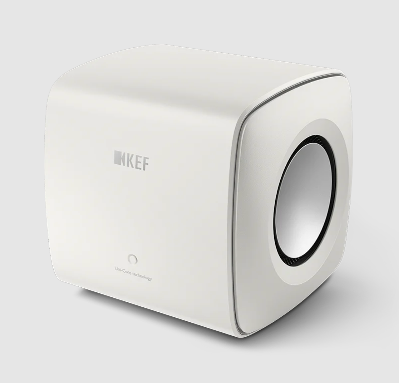 KEF KC62 Dual 6" Subwoofer in Mineral White, angled image