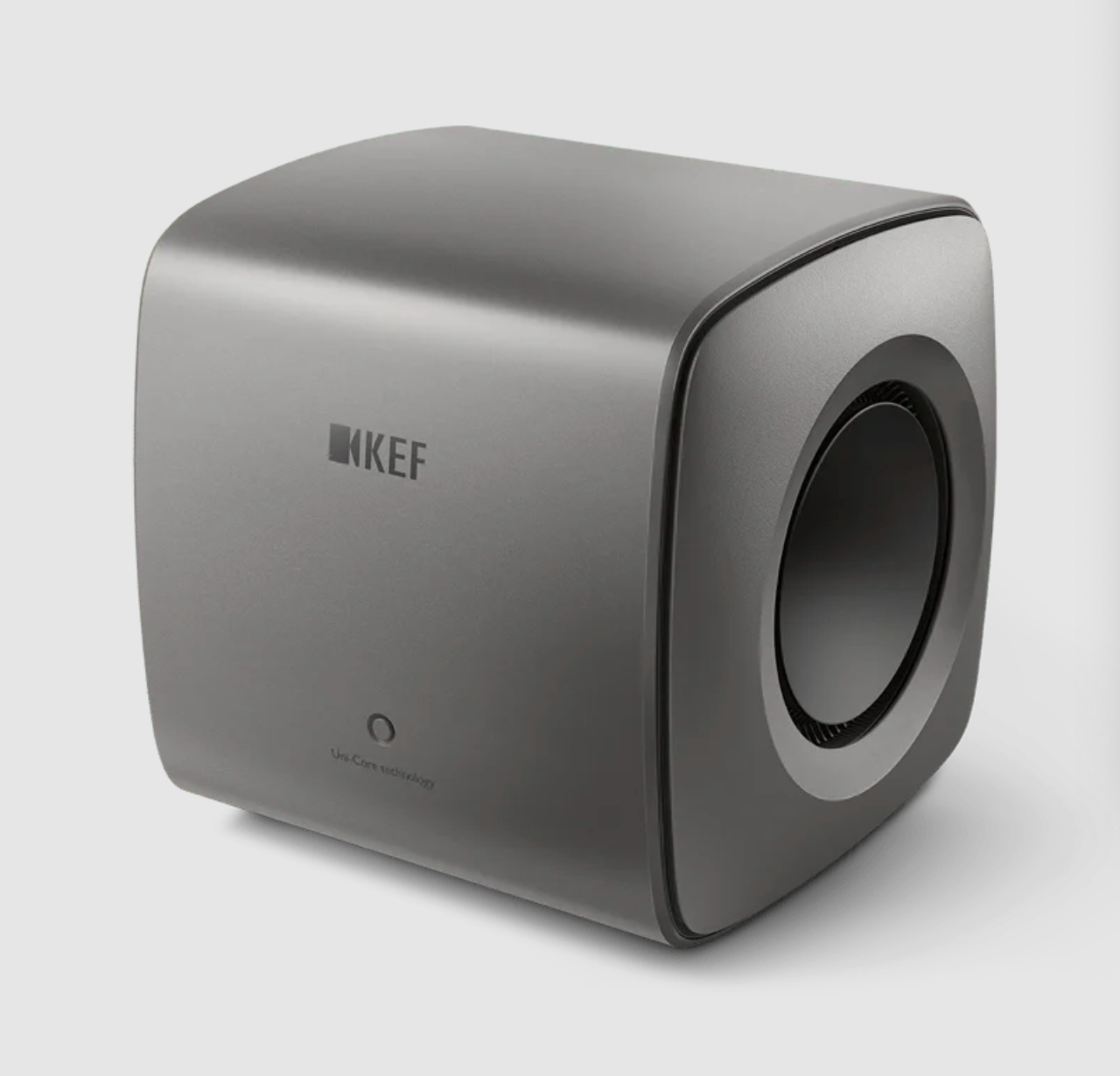 KEF KC62 Dual 6" Subwoofer in Titanium Gray, angled image