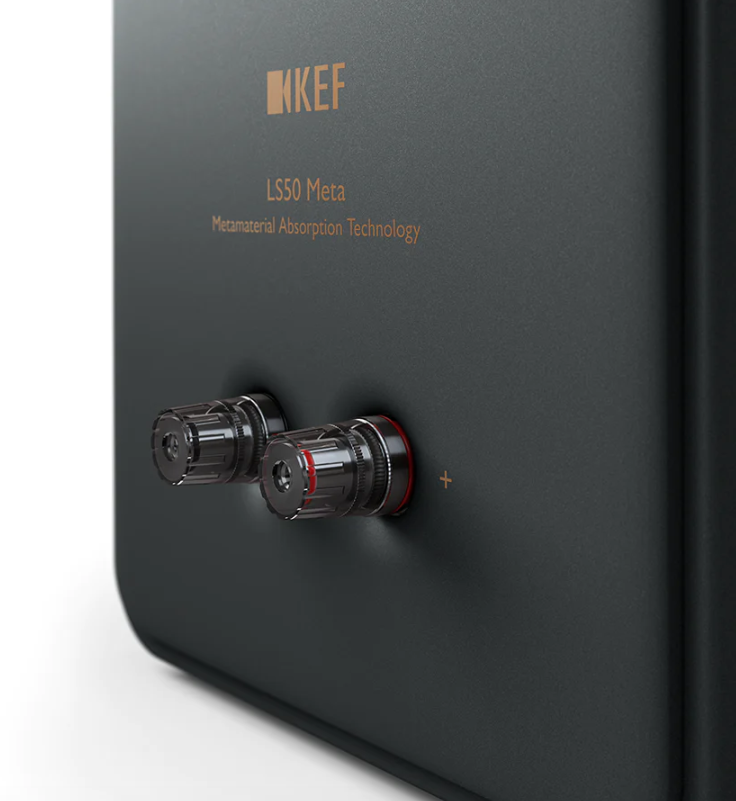 KEF LS50 meta passive speaker in black .  rear image