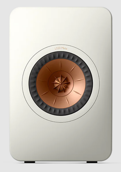 KEF LS50 meta passive speakers in white front image