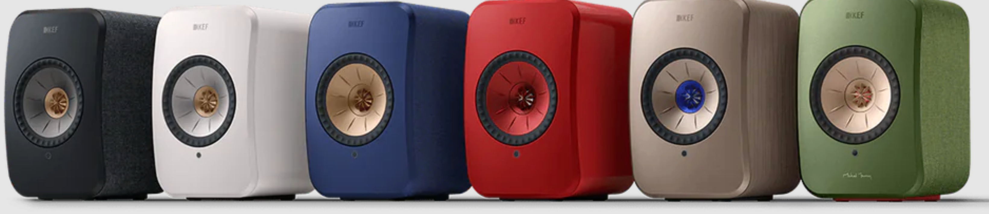 KEF LSX II wireless powered bookshelf speakers, all colours