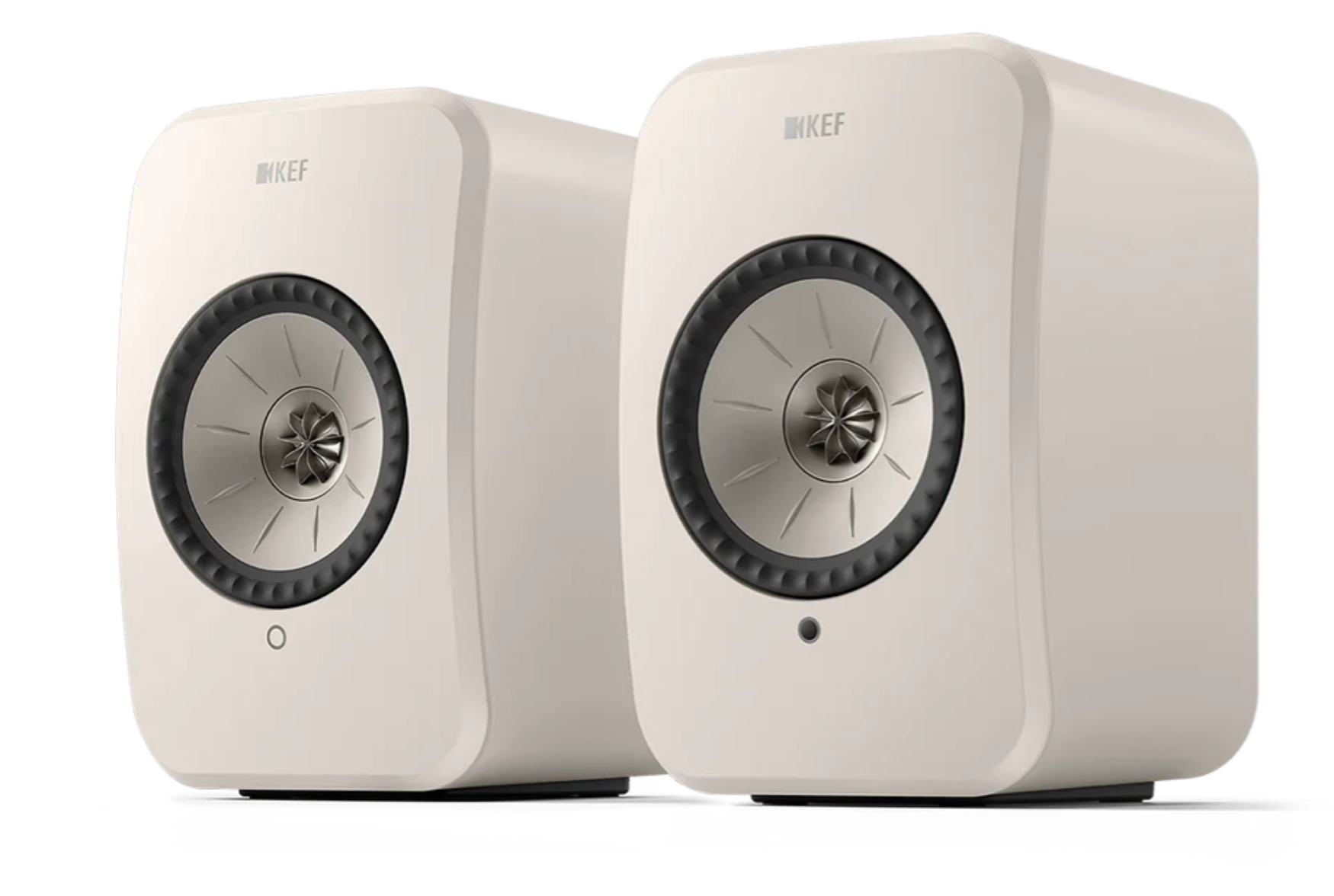 KEF LSX II LT Wireless Bookshelf Speakers  in Stone White. Pair