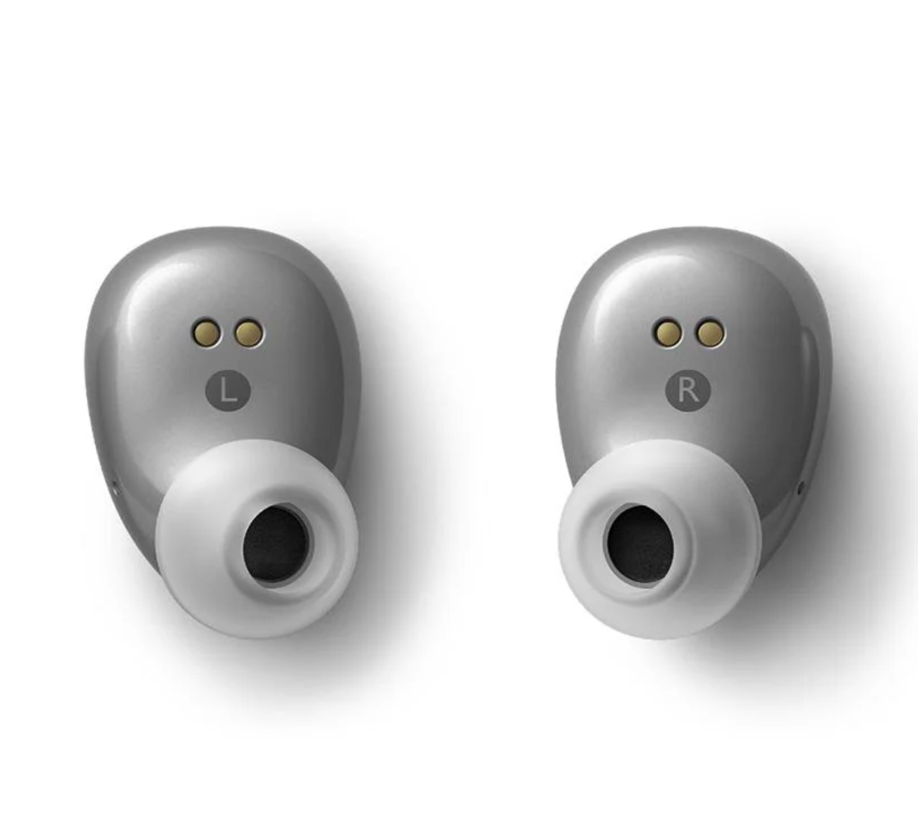 KEF Mu3 Noise Cancelling True Wireless Earbuds in Silver Grey, back