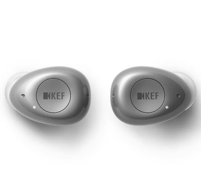 KEF Mu3 Noise Cancelling True Wireless Earbuds in Silver Grey, front