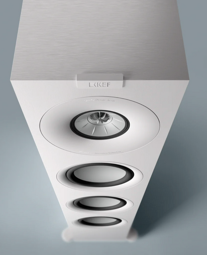 KEF Q11 Meta 3-way Floorstanding Speakers in Satin White, close up