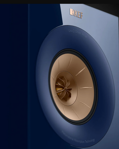 KEF R3 Meta Bookshelf Speakers in Indigo Gloss, Special Edition. Tweeter close up