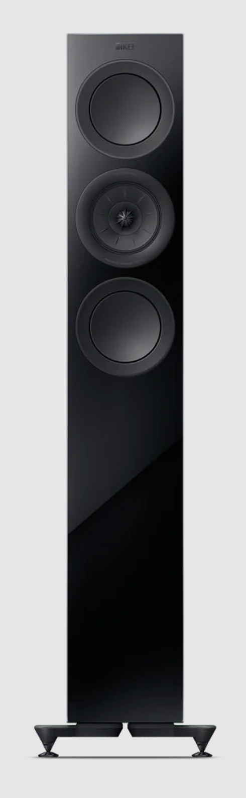 KEF R5 Meta Floorstanding Speakers in Gloss Black. Individual speaker