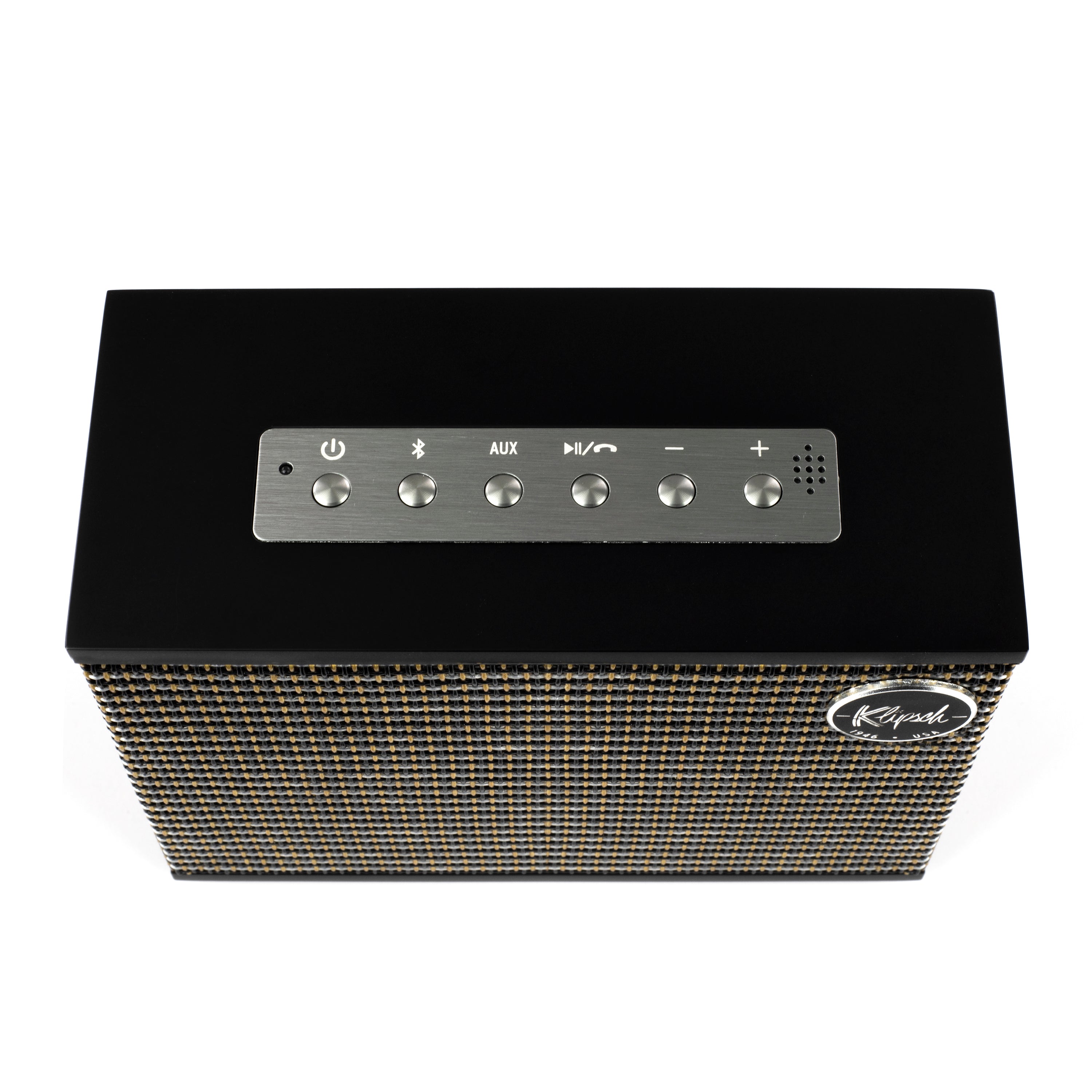 Klipsch Heritage Groove Bluetooth Speaker in Matte Black.  Top image