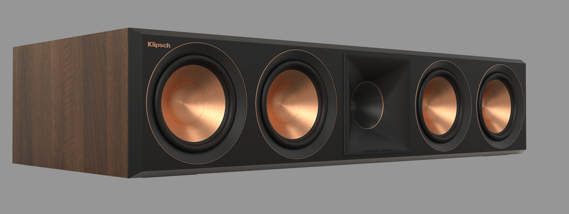 Klipsch RP 504C ii Walnut Centre Speaker, side image no grille