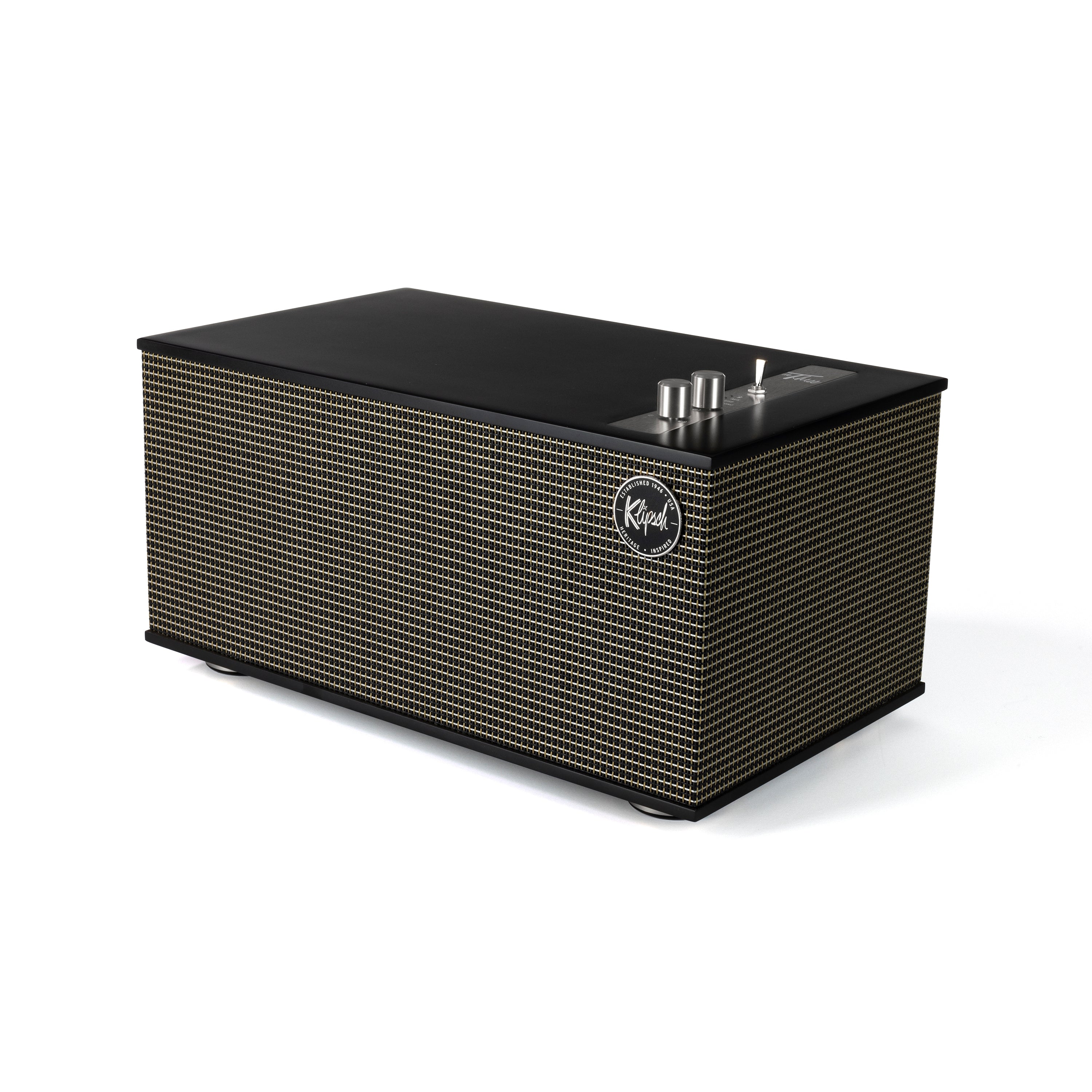 Klipsch The Three II wireless speaker in Matte Black.  Angled image