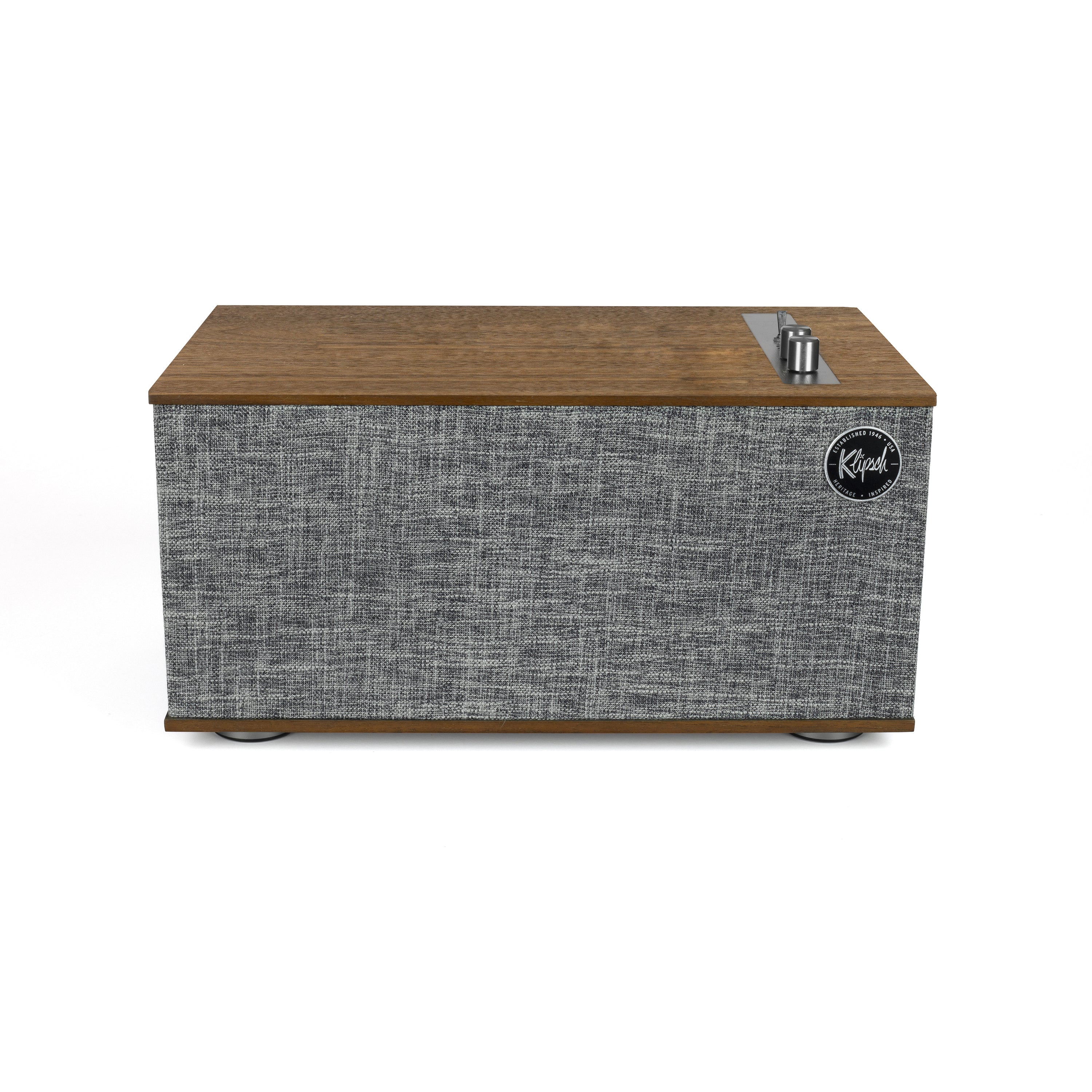 Klipsch The Three II wireless speaker in Walnut. Front image