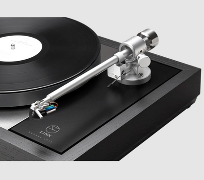 Linn Majik LP12 Turntable in Black Ash. Tonearm closeup