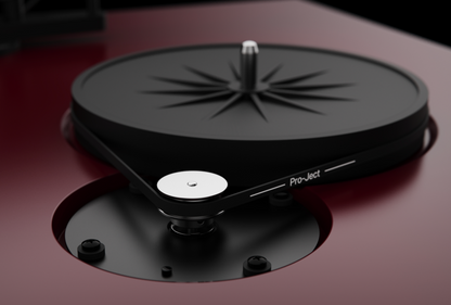 ProJect Debut EVO 2 Turntable with Pick It MM Cartridge, in Satin Red Wine, pulley closeup