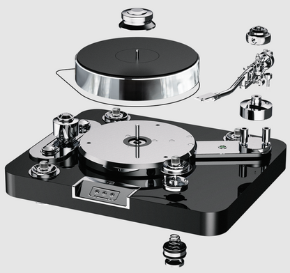 ProJect Signature 12.2 Turntable, deconstructed to show main components