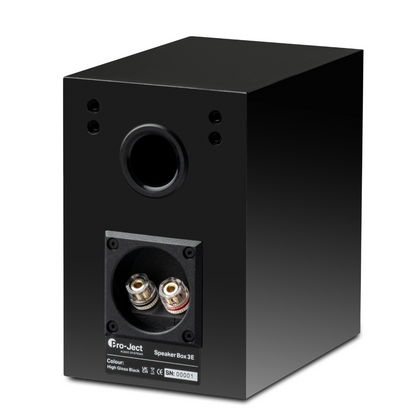 ProJect Speaker Box 3 E Bookshelf Speaker in high gloss black, rear of speaker