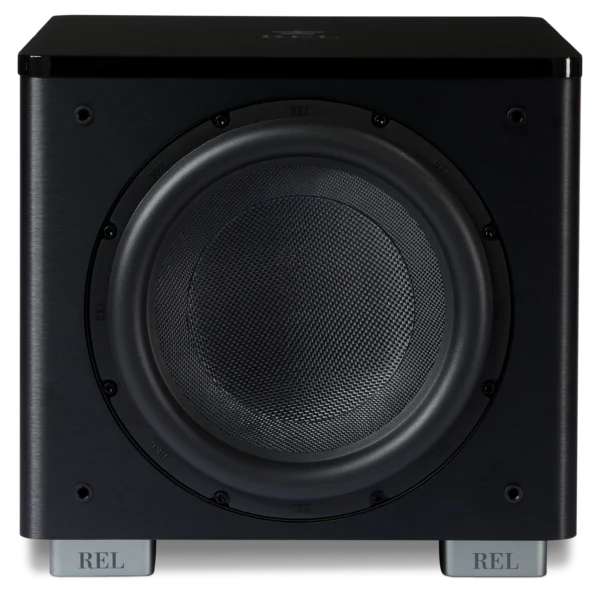 The REL Acoustics HT1205 MKII subwoofer in Black Front image, no grille