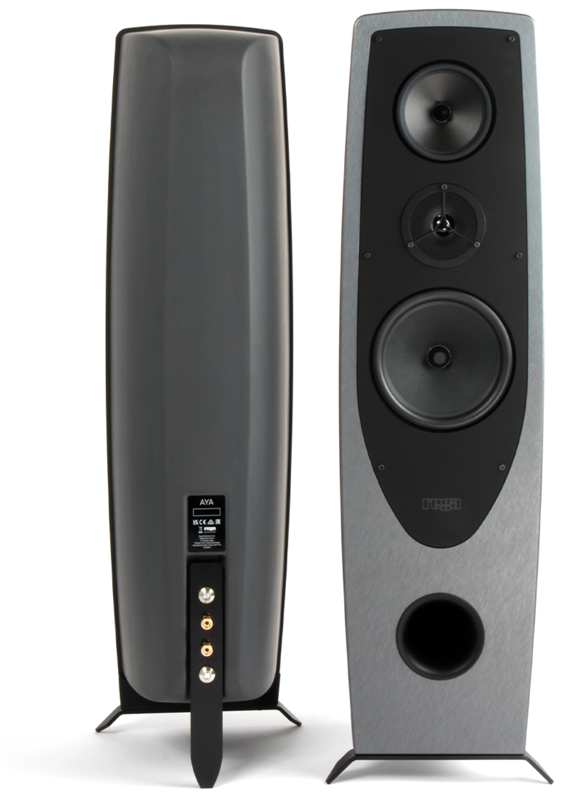 Rega AYA Loudspeakers.  Image shows band and front of speakers