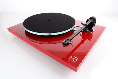 Rega Planar 3 Turntable in Gloss Red angled image 