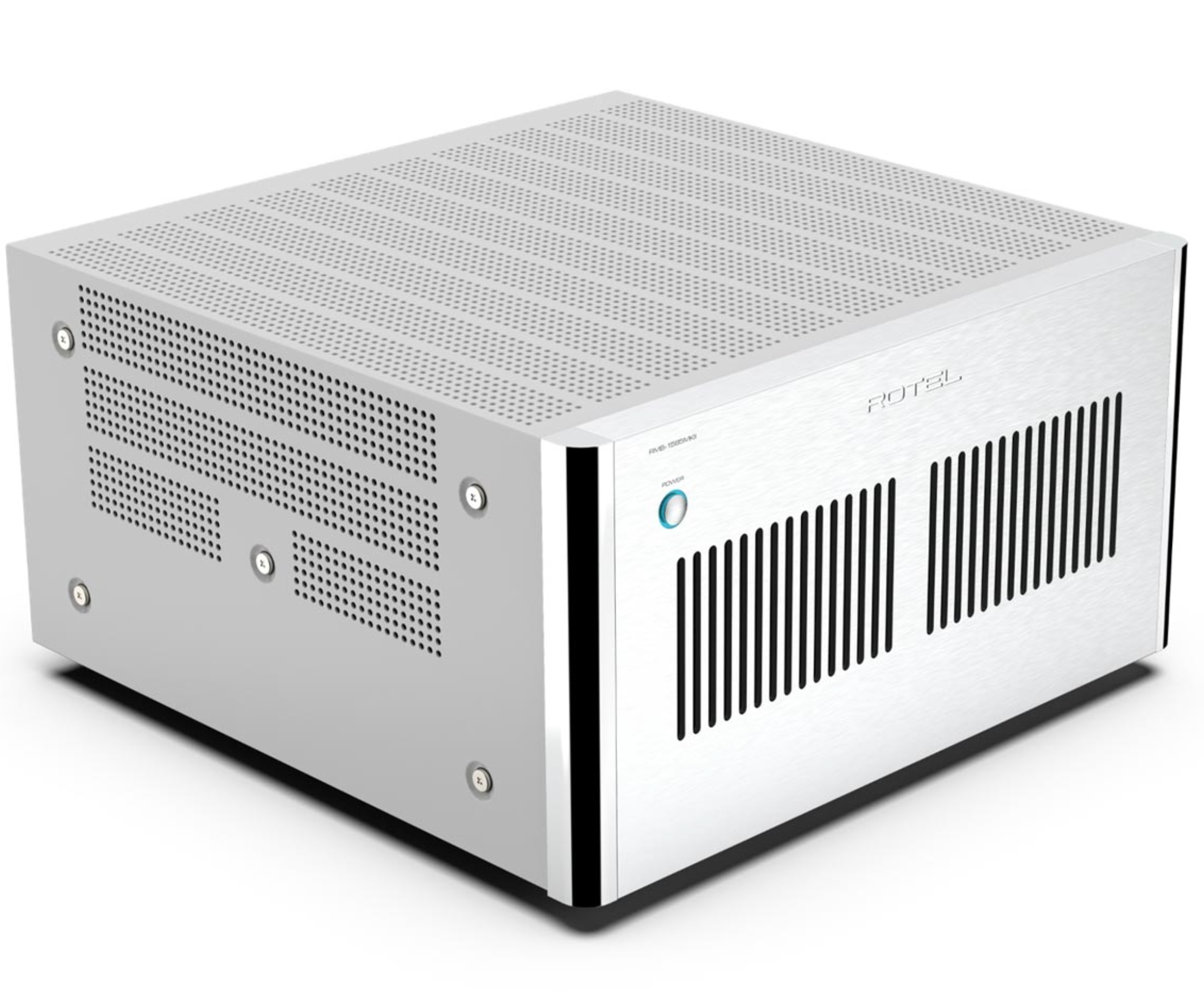 Rotel RMB-1587 MKII Multi-Channel Power Amplifier. Silver angled image