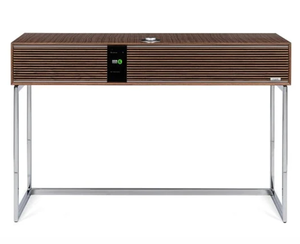 Ruark Audio R810 Hi Fidelity Radiogram in Fused Walnut veneer cabinet and grille, on stand