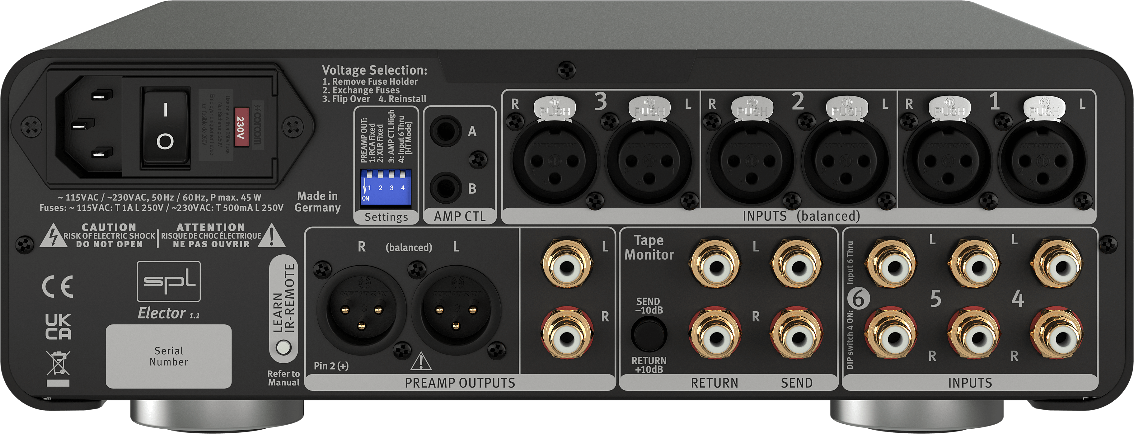 SPL Audio Elector Analog Preamplifier , image of back of unit