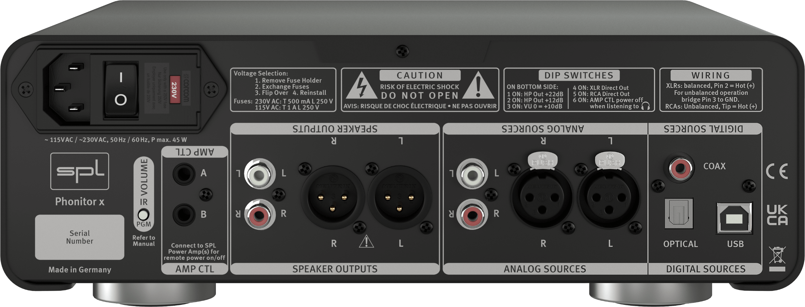 SPL Audio Phonitor x Headphone Amplifier & Preamplifier with optional DAC 768xs - rear with DAC feature