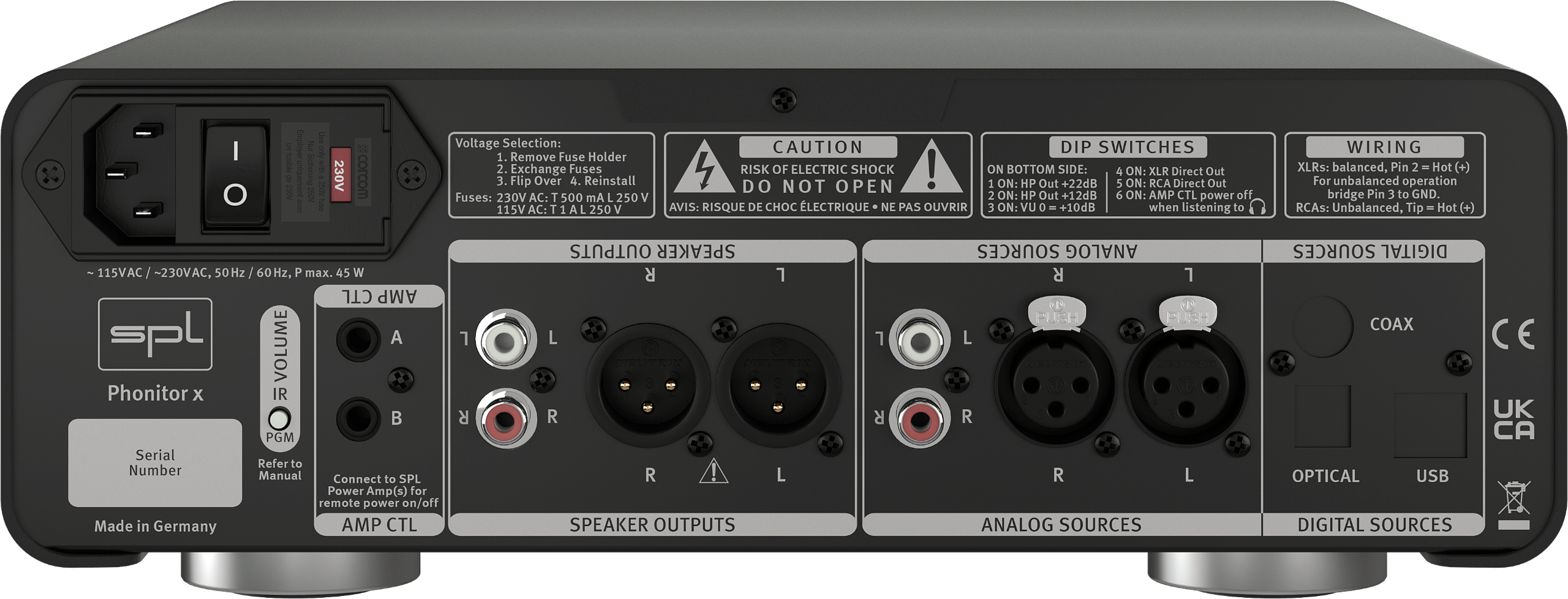 SPL Audio Phonitor x Headphone Amplifier & Preamplifier with optional DAC 768xs - rear with DAC feature