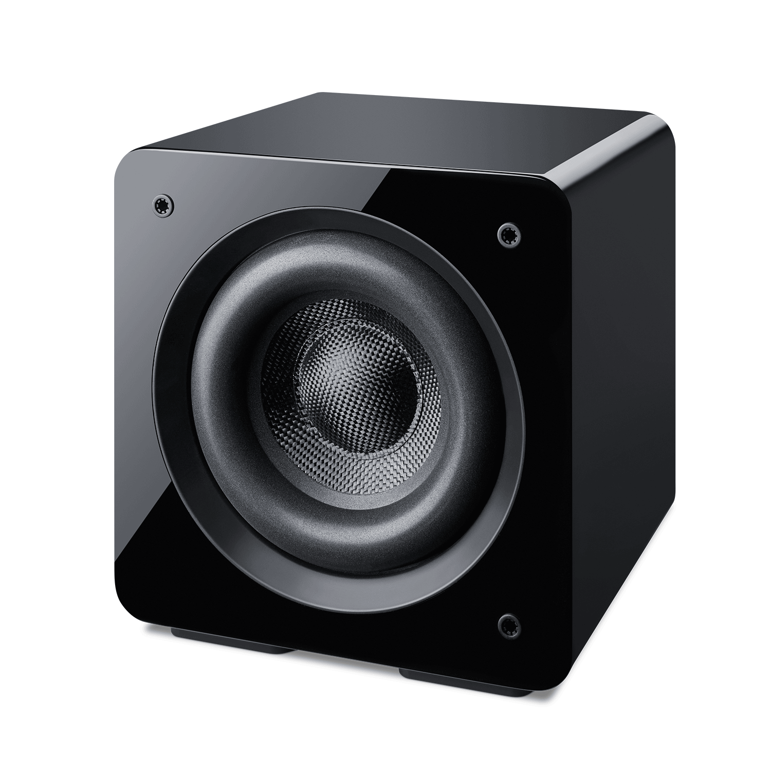 Speakercraft HRSi-8 Powered Subwoofer, angled view, no grille