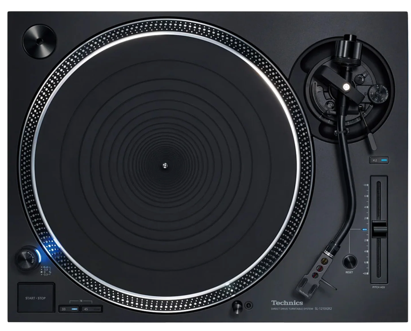 Technics SL-1210GR2BK Grand Class GR Turntable. Overhead image