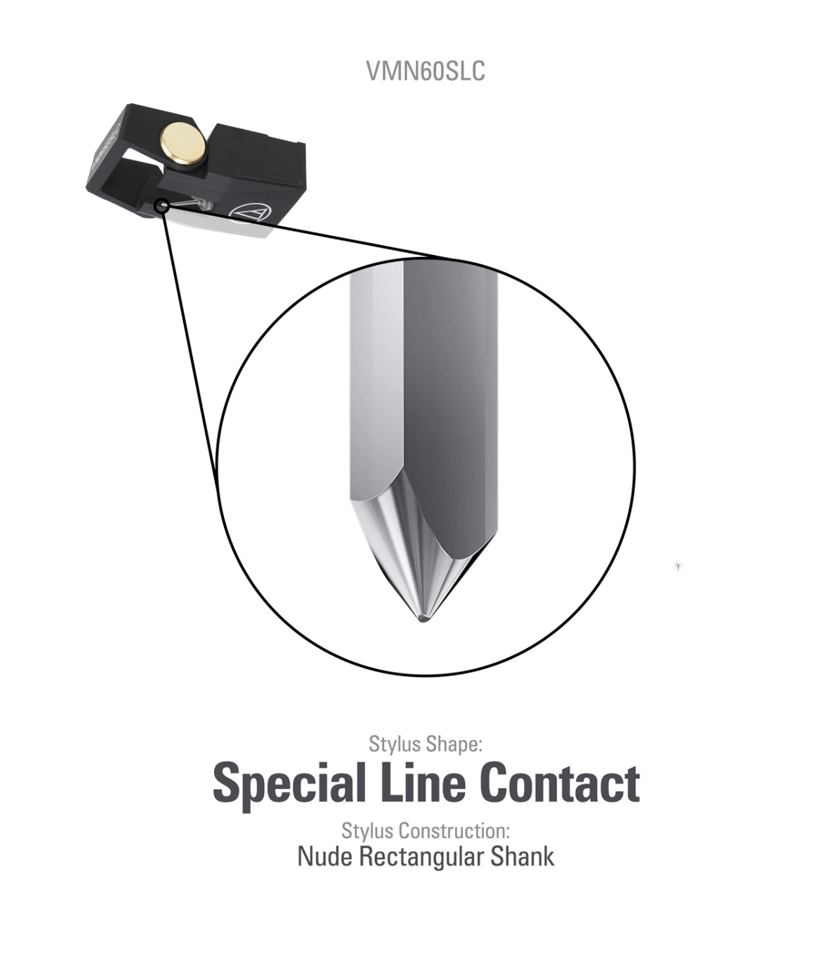 Audio-Technica Styli Audio Technica VMN60SLC Special Line Contact Replacement Stylus, close up