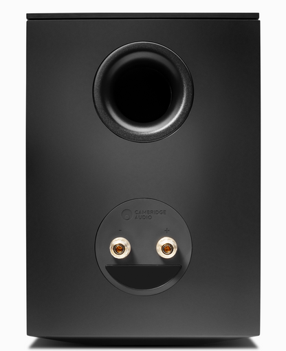 Cambridge Audio EVO S Bookshelf Speakers (pair) provide exceptional sound. Rear image.